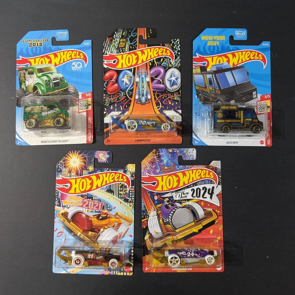 Hot Wheels Happy New Year Holiday Racers Lot 2018 2020 2021 2024 Sealed